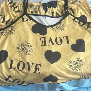 Yellow Love Print Top with shorts
